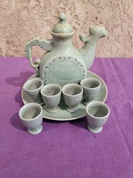 Celadon Phoenix Sake Set