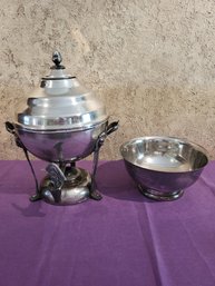 Silver Plate Coffee Server And Bowl