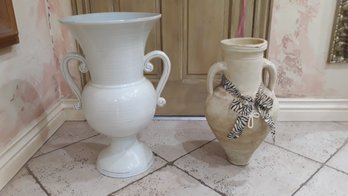 Double Handle White Vases