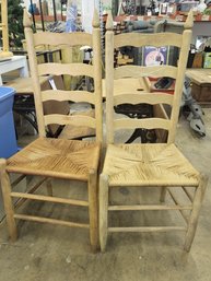 2 Ladder Back Rush Chairs