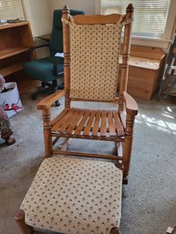 Sturdy Oak Rocker And Foot Stool