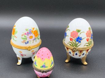 3 Egg Trinket Boxes