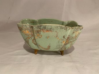 Vintage Mint And Gold Planter