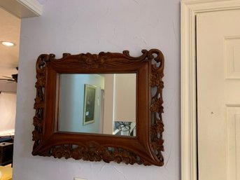 Hand Carved Wood Mirror