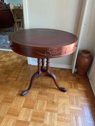 Leather Top Drum Table