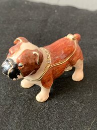 Enameled Bulldog Trinket Box