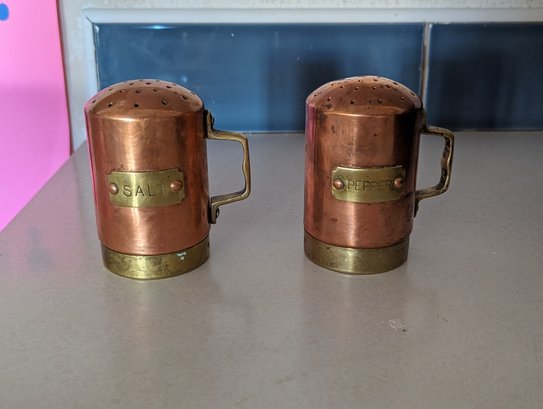 BRASS AND COPPER TONED Salt & Pepper Shakers - RANGE SIZE