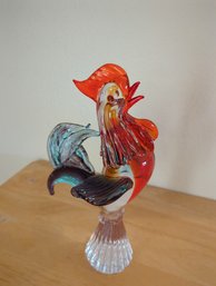 Stunning! 11-in Murano Glass Rooster - HAS LARGE REPAIR TO TAIL