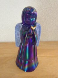 Stunning! Fenton Cobalt Blue Glass Angel With Coraline Wings