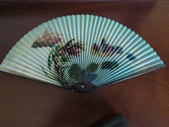 Vintage Paper Fan With Fish And Ducks