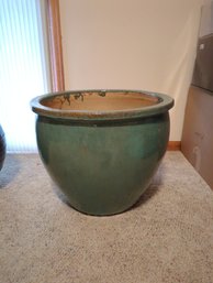 Giant Light Blue Stoneware Planter- 20 Inch Diameter By 16 In Tall