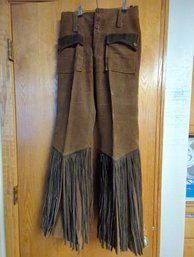 So Very Vintage 1960s Brown Corduroy Leather Fringed Pants - 28' Waist, 30' Inseam