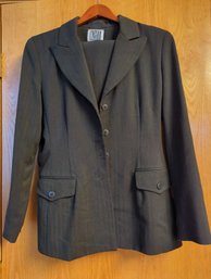 Amazingly 80s Vintage Herringbone Knit Power Suit - Jacket And Slacks Included  Size Medium Made In USA-