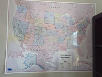 Giant Map Of The United States Laminated Poster - 48 In Wide By 38 In Tall