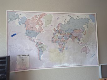Giant Laminated World Map - 60' X 37'