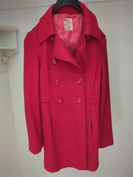 Tulle Ladies Red Double Button Front Pea Coat Style Jacket - Size Medium