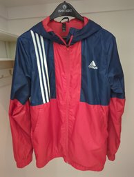 Adidas Mens Size Small, Red And Blue Windbreaker Track Jacket