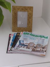 Gold Frame Fits 4x6 Photo And Six Issues Of Life. Beautiful Magazine