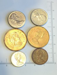 6 Vintage Canadian Coins - 1987 And 2006 $1 Coins, Two 1965 5 Coins, 1968 10 Coin, 1965 1 Coin