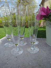 5 Beautiful Glass Champagne Coups W Polka Dot Cutouts -  8.75 In Tall