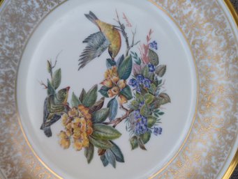 Beautiful Vintage Lennox China Goldfinch Plate With Gold Filigree Trim, 10.75 In Diameter