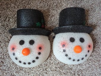 Two-Piece 11-In Tall Flexible Plastic Snowman Heads- Set Two Of Two