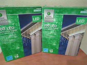 Two Boxes Dome LED Icicle Lights  17.5 Ft Long Each