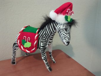Annalee Stuffed Santa Zebra Christmas Decor- 8 In Wide By 8 In Tall