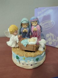 San Francisco Music Box Company- Baby Jesus In A Manger With Children Angels