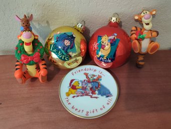 Winnie The Pooh And Friends Tigger Christmas Decor- Two 3'bulbs, Two 3-in Tigger Ornaments, 3 ' Plate