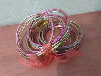 20 Gold And Pink Bangle Bracelets