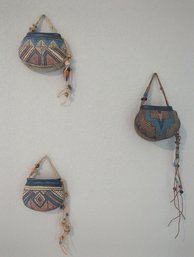 Three-Piece Southwestern Hanging Wall Pocket Decor  Approximately 5 In. X 4 In