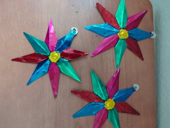 Three-Piece Colorful Aluminum Star Decor  5 In Long