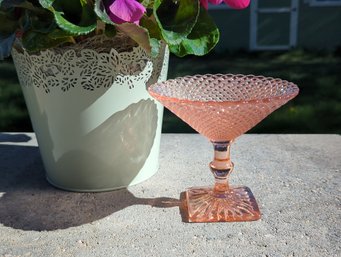 1930s Pink Anchor Hocking Depression Glass Miss America Pattern Footed Compote  5 In Tall