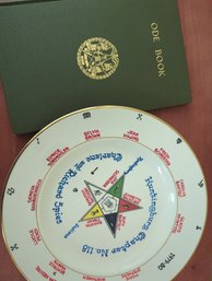 1st Edition - 1911 - Mason's  Order Of The Eastern Star- Antique Ode Book And Commemorative Plate