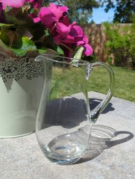 Lovely Little Crystal Glass Picture With Applied Blown Glass Handle - Almost 7 In Tall