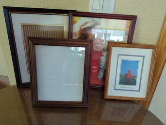 Four-Piece Large Frame Lot Including Black And Gold 8x10, Red Brown, 11x14, Brownwood 8x10 And Small Wood 5x7