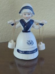 Vintage Blue Delft Porcelain Holland Dutch Girl With Buckets -: 5 In
