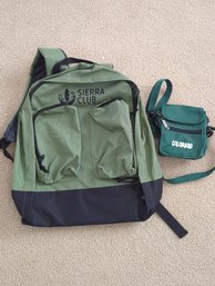 Light Green 18-in Sierra Club Backpack And Tiny 6-in Colorado Fold Over Zipper Pouch