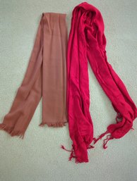 One Red One Mauve 6 And 5 Ft Long  Knit Scarves