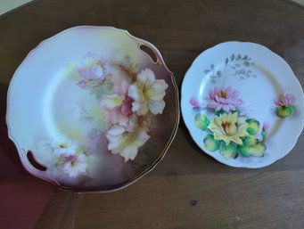 Two Antique Porcelain Floral Plates- 9.5 And 8.25 In Dash Rosenthall Selb