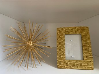 Decorative Gold Tone Starburst And Gold Tone Photo Frame