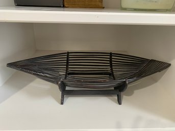 Oblong Wicker/Wooden Decorative Basket/Tray