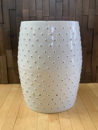 White Metal Decorative Side Table Or Bin