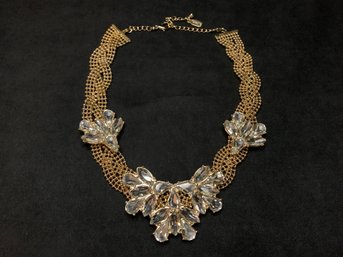 Natasha Gold Tone Braided Chain Rhinestone Necklace