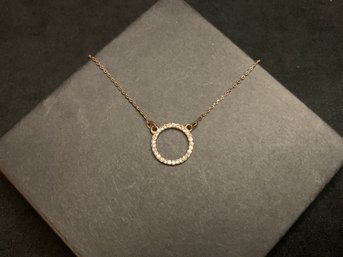 Silver Copper Tone Necklace With Circle Pendant