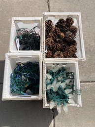 Bins Of Holiday Lights And Decor Untested