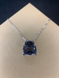 Technibond Classic Sterling Silver Pendant With Blue Accent And Chain Marked Italy Both Marked 925
