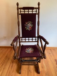 Antique Eastlake Glider With Embroidery - See Pictures For Measurements
