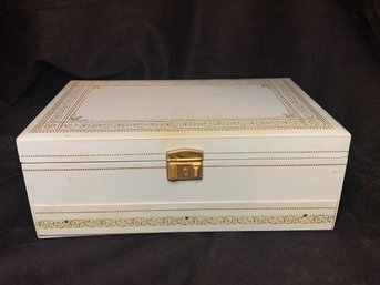 Vintage Pale Blue Merle Jewelry Box Two Tiers Automatic Drawer